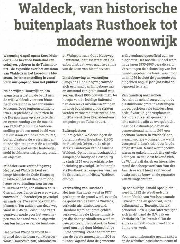 loosduinse krant-30-03-2016-Tentoonstelling waldeck